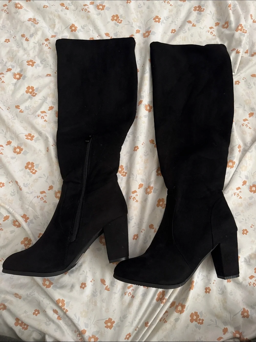 Black Over-the-Knee Block Heel Boots
